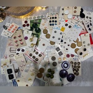 Vintage Button Lot New Old Stock On Card Over 70 Cards Of Buttons